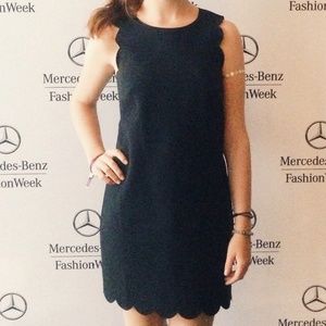 J. Crew Black Scalloped Mini Dress